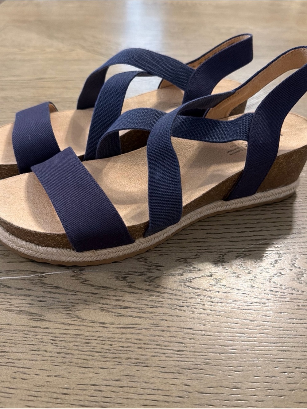 Lifestride Breeze Womens Soft System Strappy Wedge Sandals Navy Canvas Size 11M - Picture 3 of 5